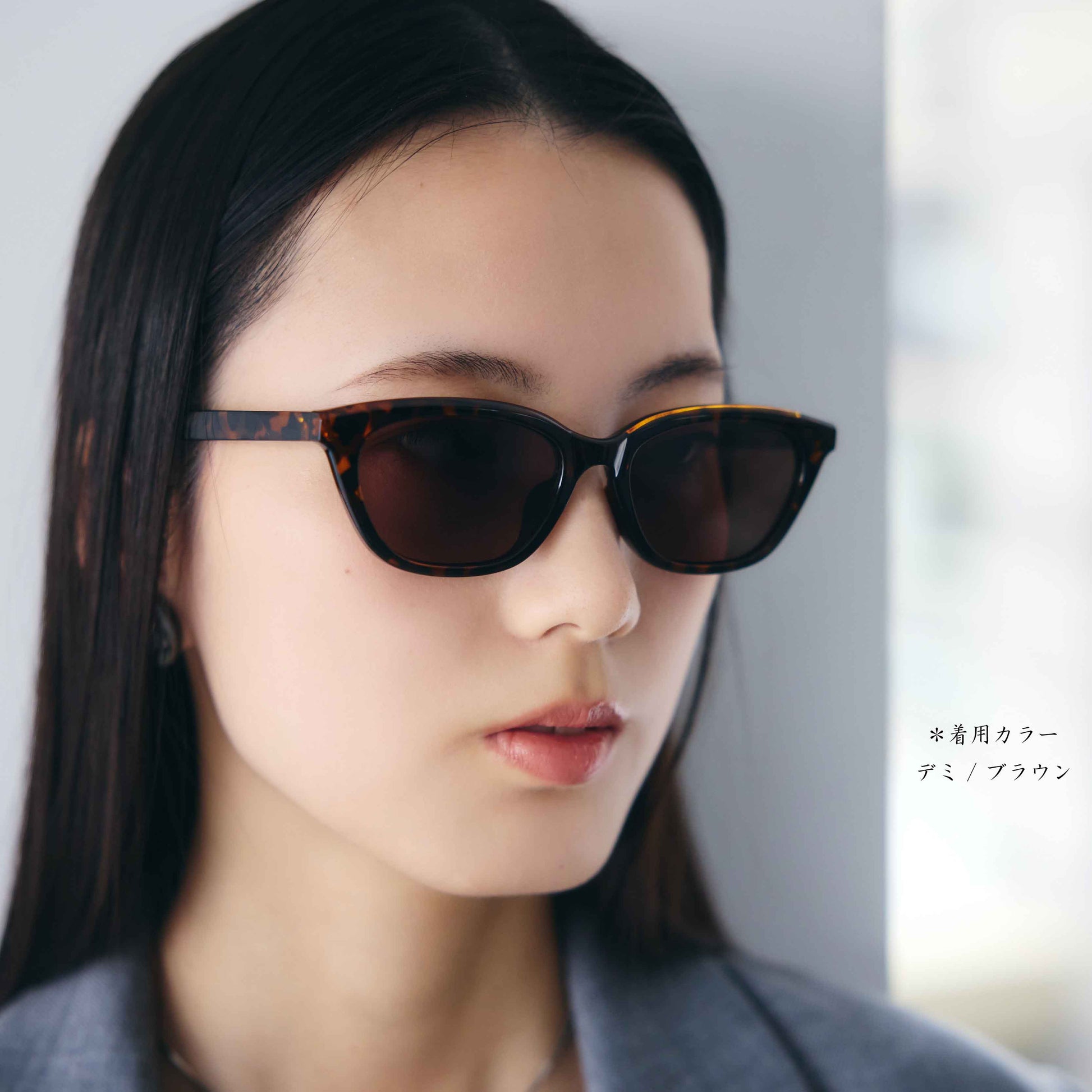 noeyedia_NE-466-DM_モデル画像_サングラス_デミ/ブラウン_フォックス