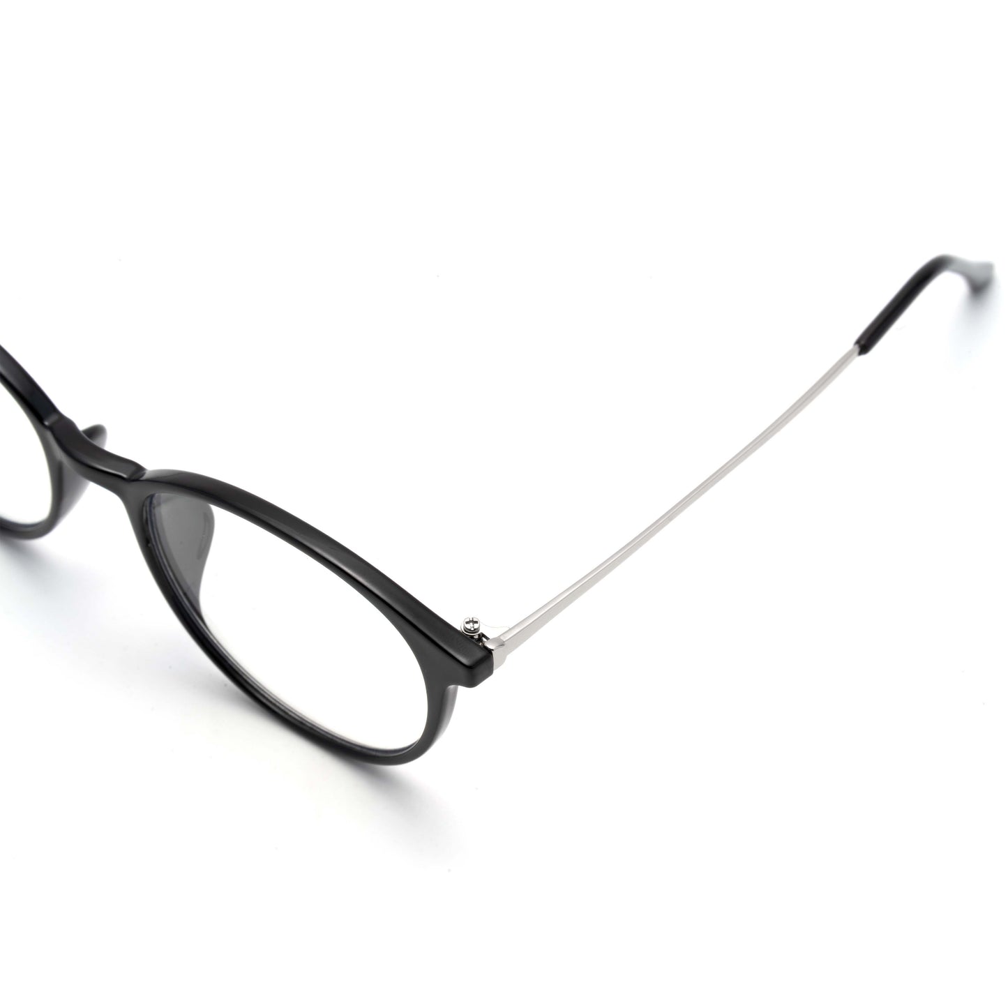 noeyedia_NE-468-BKCL_左上_伊達メガネ_ブラック・シルバー/クリア_ボストン