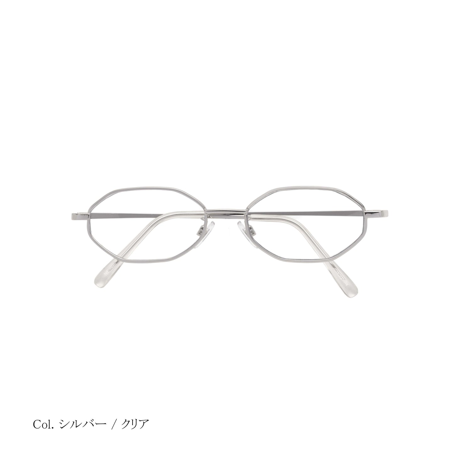 noeyedia_NE-471-SICL_正面_伊達メガネ_シルバー/クリア_オクタゴン