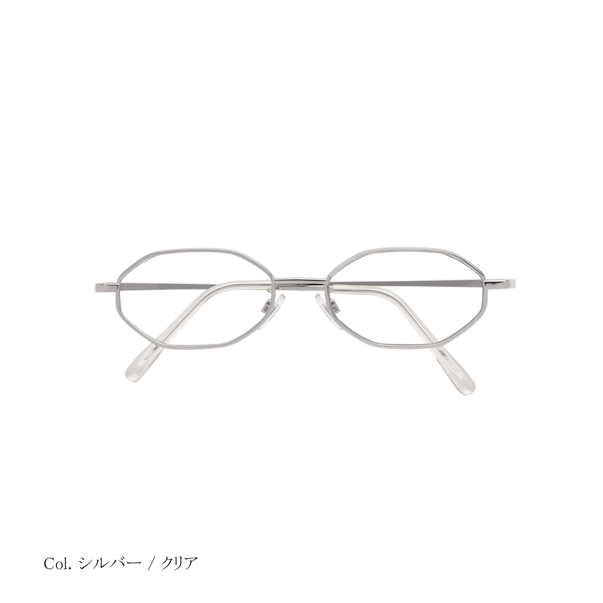 noeyedia_NE-471-SICL_正面_伊達メガネ_シルバー/クリア_オクタゴン