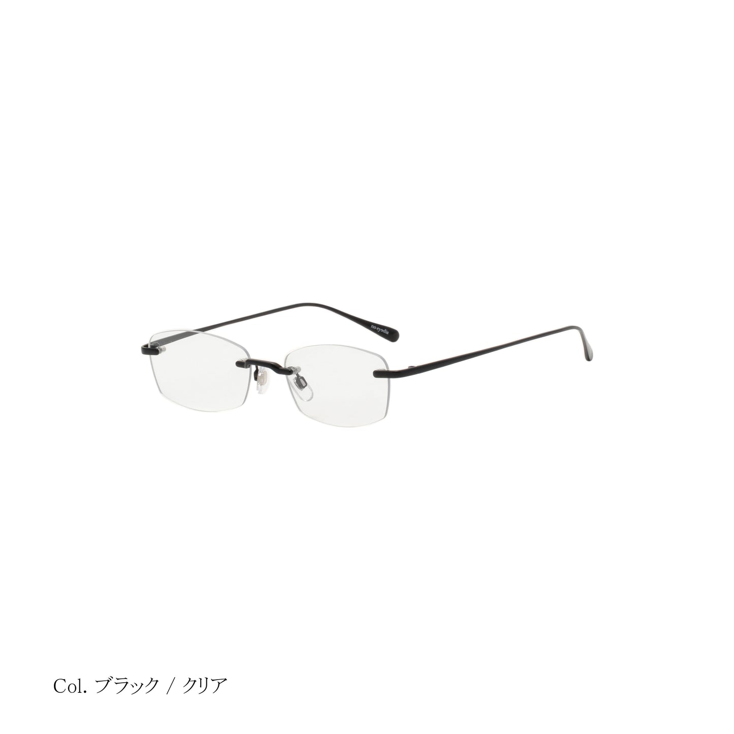 noeyedia_NE-472-BKCL_斜め_伊達メガネ_ブラック/クリア_リムレス